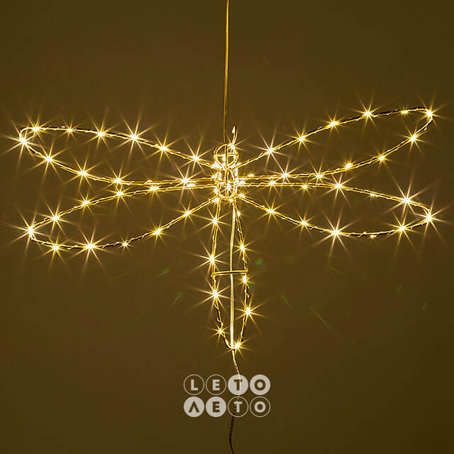 Плоское светодиодное украшение Стрекоза 50 см, 70 теплых белых LED ламп, IP44 Winter Deco