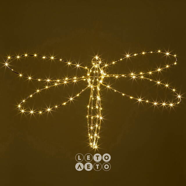 Плоское светодиодное украшение Стрекоза 80 см, 126 теплых белых LED ламп, IP44 Winter Deco