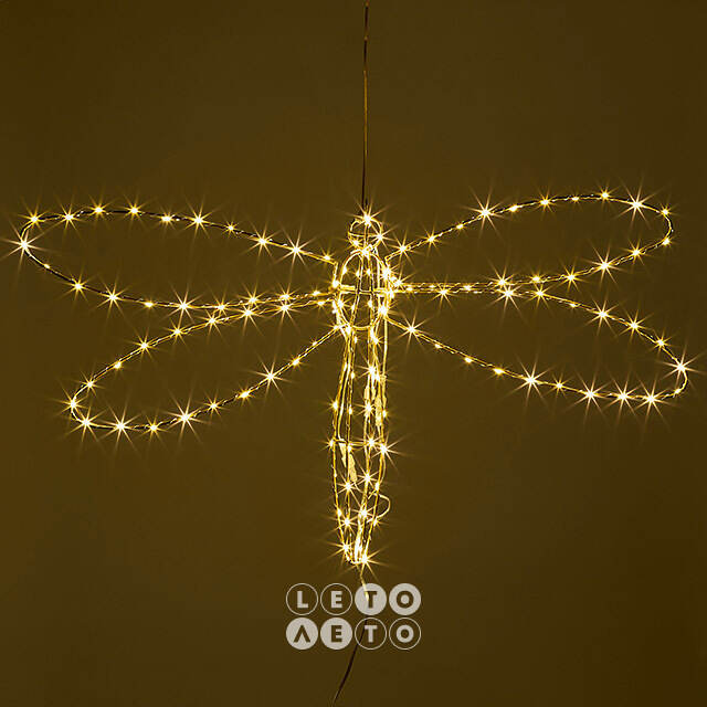 Плоское светодиодное украшение Стрекоза 80 см, 126 теплых белых LED ламп, IP44 Winter Deco