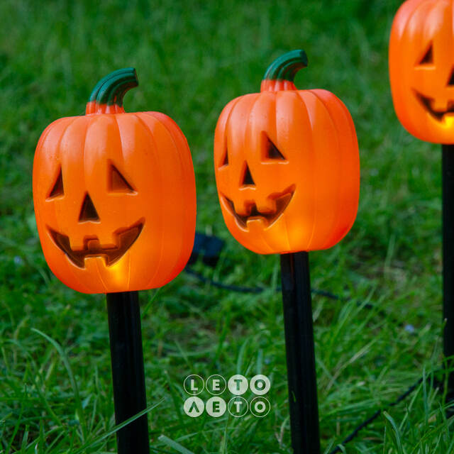 Набор садовых светильников на солнечной батарее Solar Pumpkins 37 см, 5 теплых белых LED ламп, 5 шт, IP44 Winter Deco