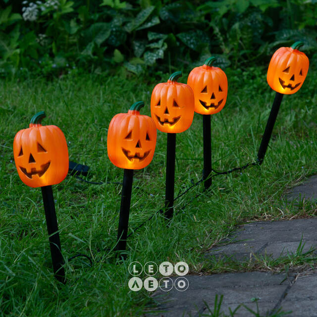Набор садовых светильников на солнечной батарее Solar Pumpkins 37 см, 5 теплых белых LED ламп, 5 шт, IP44 Winter Deco