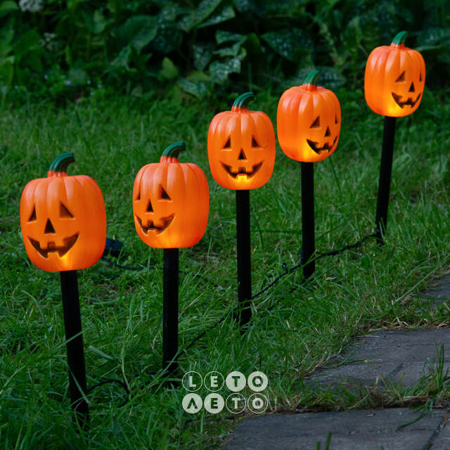 Набор садовых светильников на солнечной батарее Solar Pumpkins 37 см, 5 теплых белых LED ламп, 5 шт, IP44 Winter Deco