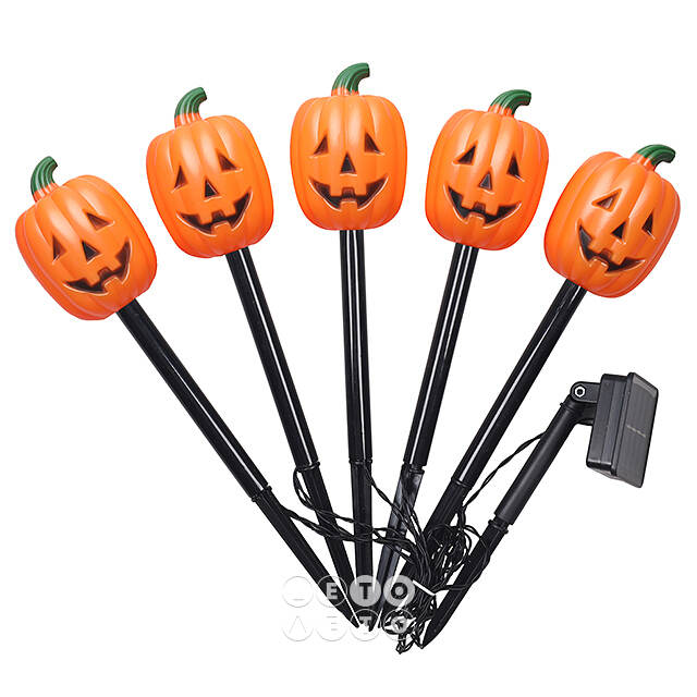 Набор садовых светильников на солнечной батарее Solar Pumpkins 37 см, 5 теплых белых LED ламп, 5 шт Winter Deco