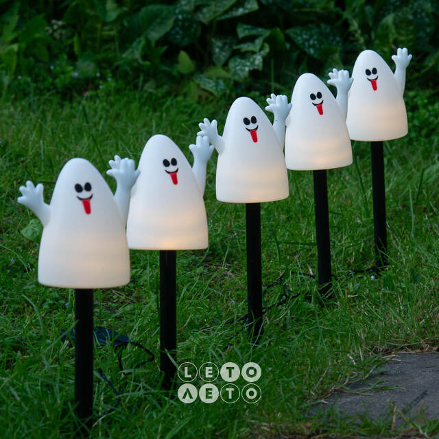 Набор садовых светильников на солнечной батарее Solar Ghost 37 см, 5 теплых белых LED ламп, 5 шт Winter Deco
