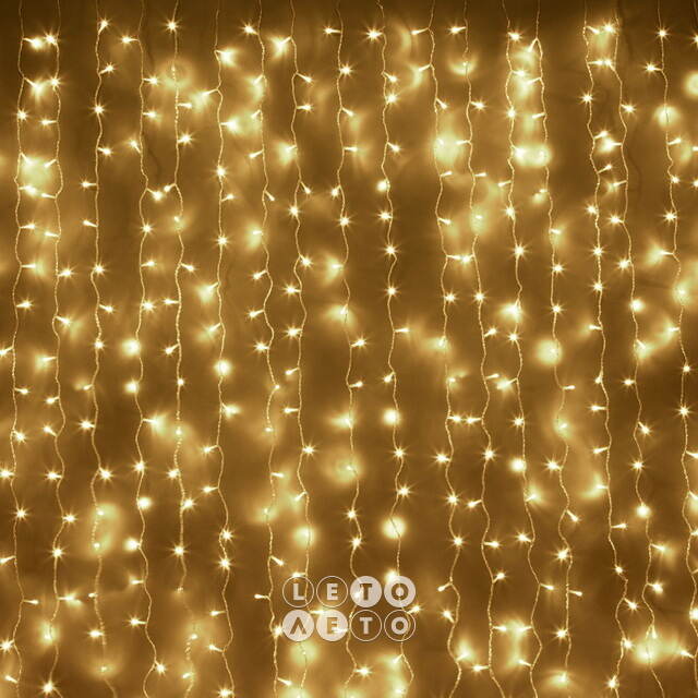 Светодиодная гирлянда занавес Profi Rubber 2*3 м, 600 теплых белых LED ламп, белый КАУЧУК+ПВХ, соединяемая, IP65 Winter Deco