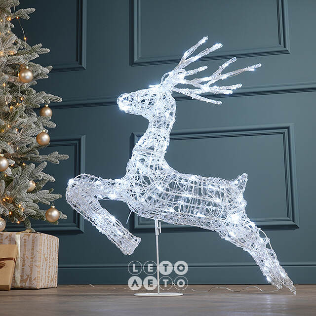 Светодиодная фигура Олень Дэнсер 80 см, 120 холодных белых LED ламп, IP44 Winter Deco