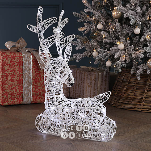 Светодиодная фигура Олень Тоннер 48 см, 40 холодных белых LED ламп, IP44 Winter Deco