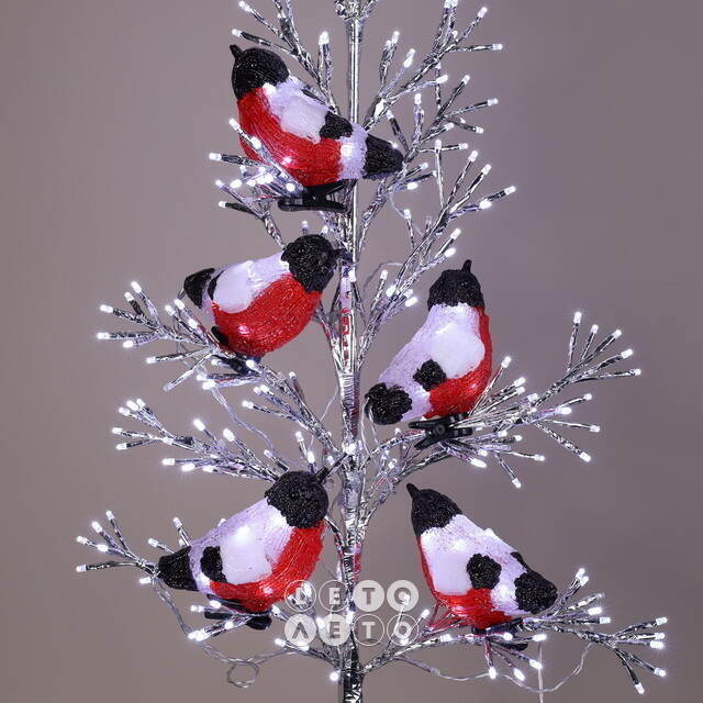 Светодиодная фигура Снегири 17 см, 40 холодных белых LED ламп, 5 шт, IP44 Winter Deco