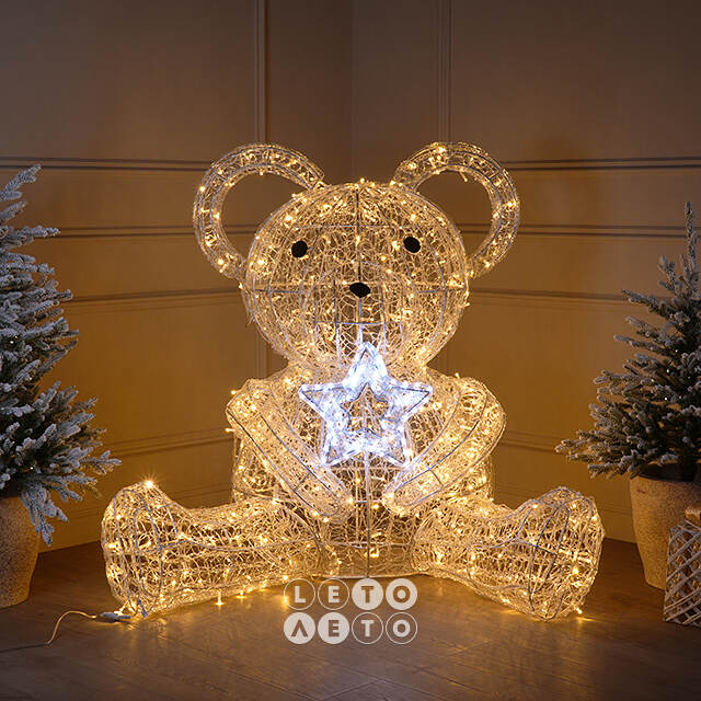 Светодиодный медведь Стабби 120 см, 584 теплых белых LED ламп, IP67 Winter Deco