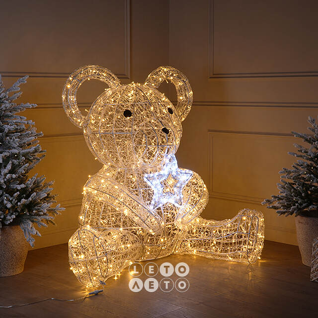 Светодиодный медведь Стабби 120 см, 584 теплых белых LED ламп, IP67 Winter Deco