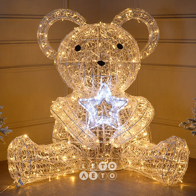 Светодиодный медведь Стабби 120 см, 584 теплых белых LED ламп, IP67 Winter Deco