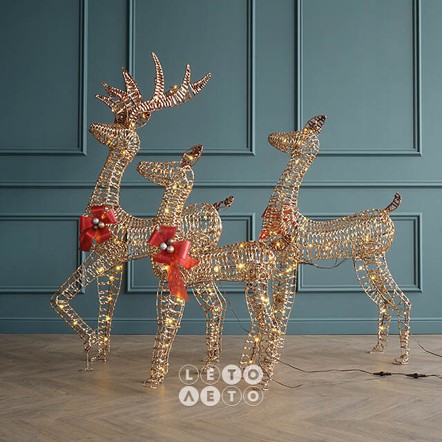 Светодиодная фигура Рождественские Олени 92-152 см, 3 шт, 230 теплых белых LED ламп, IP44 Winter Deco