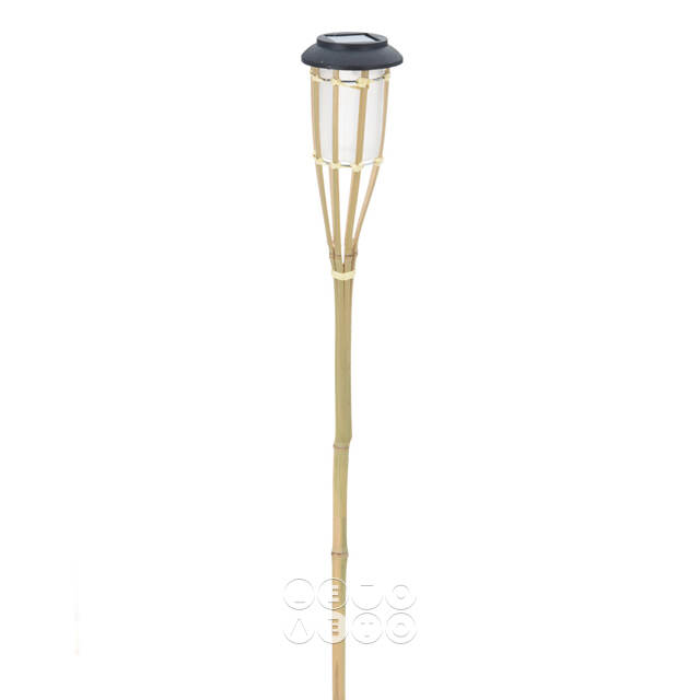 Садовый фонарь на солнечной батарее Solar Bamboo - Natural 65 см, с эффектом живого пламени, IP44 Koopman