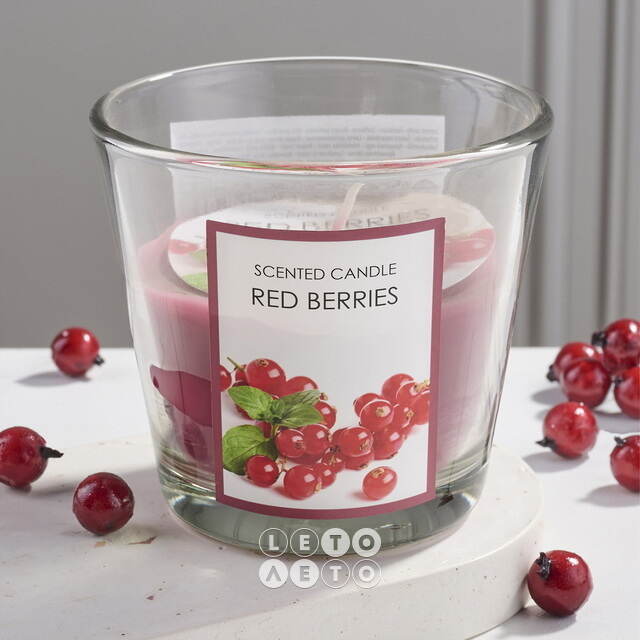 Ароматическая свеча Red Berries 8 см, в стеклянном стакане Koopman (Купман)