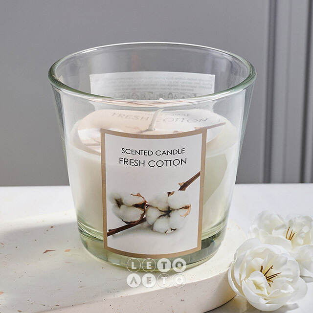 Ароматическая свеча Fresh Cotton 8 см, в стеклянном стакане Koopman (Купман)