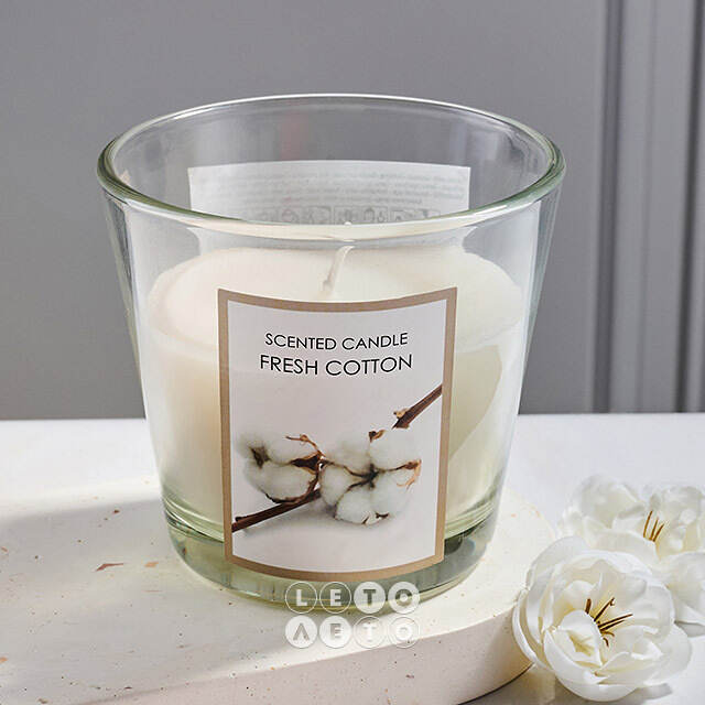 Ароматическая свеча Fresh Cotton 8 см, в стеклянном стакане Koopman (Купман)