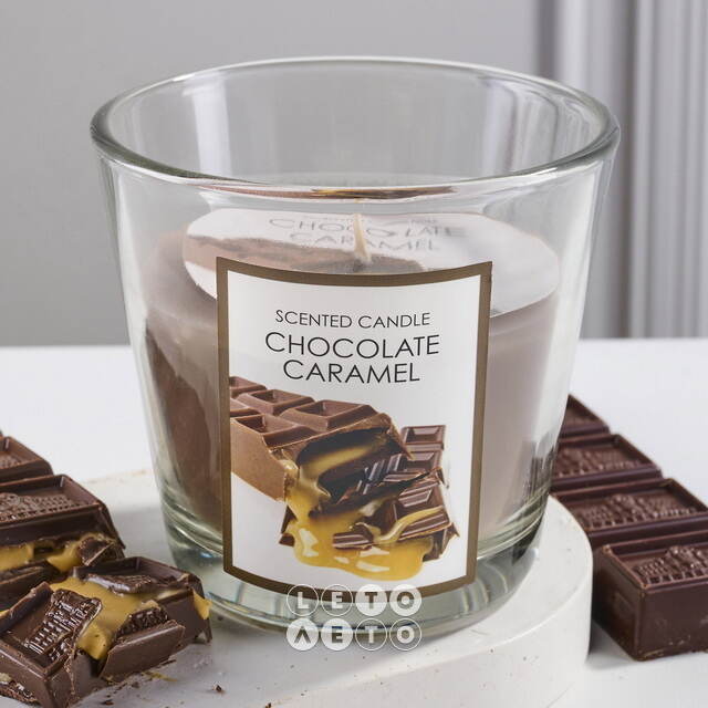 Ароматическая свеча Chocolate Caramel 8 см, в стеклянном стакане Koopman (Купман)