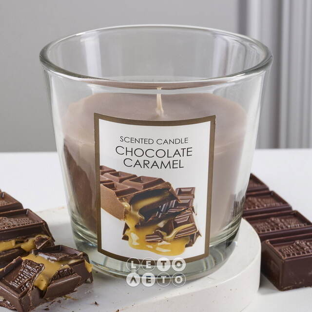 Ароматическая свеча Chocolate Caramel 8 см, в стеклянном стакане Koopman (Купман)