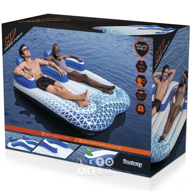 Надувной матрас-шезлонг Indigo Wave 183*176 см, двухместный Bestway