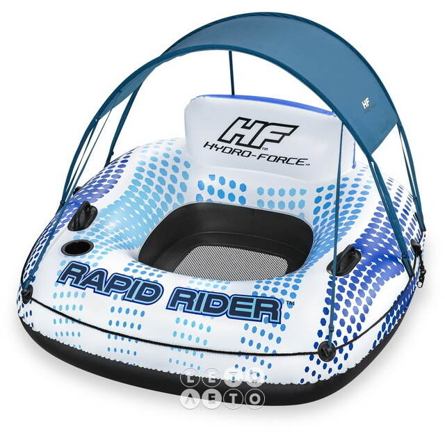Надувное круг-кресло Rapid Rider 123 см с навесом, голубое Bestway