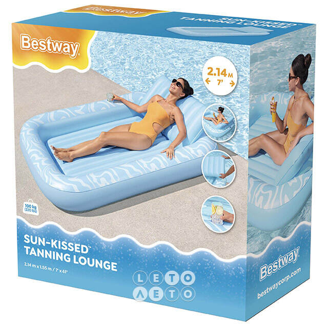 Надувной шезлонг для плавания Tanning Lounge 214*155 см Bestway