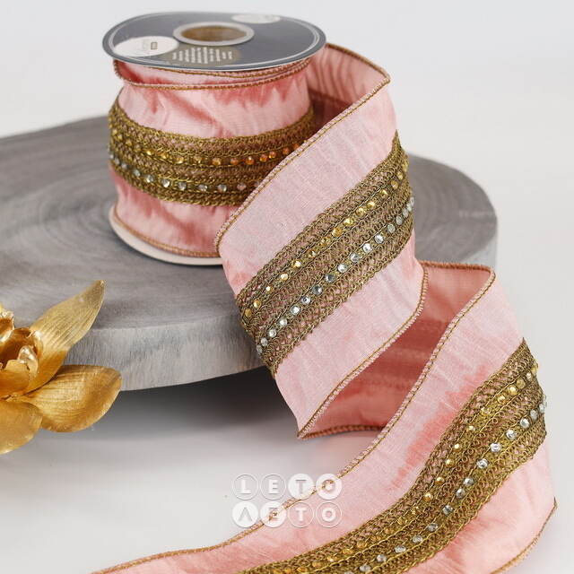 Декоративная лента Rosa Paradies: Glanz Diamanten 500*10 см Kaemingk