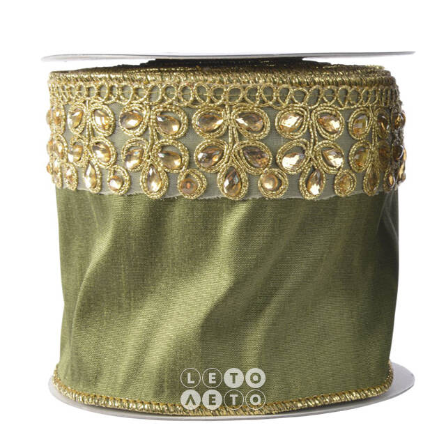 Декоративная лента Bella Olive: Diamante 500*10 см Kaemingk