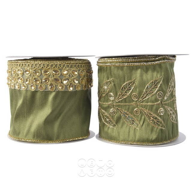 Декоративная лента Bella Olive: Diamante 500*10 см Kaemingk