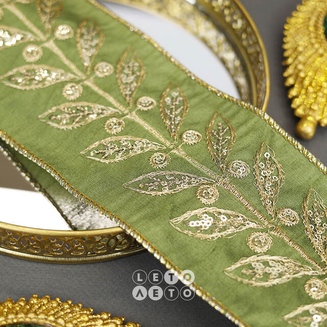 Декоративная лента Bella Olive: Fiore 500*10 см Kaemingk