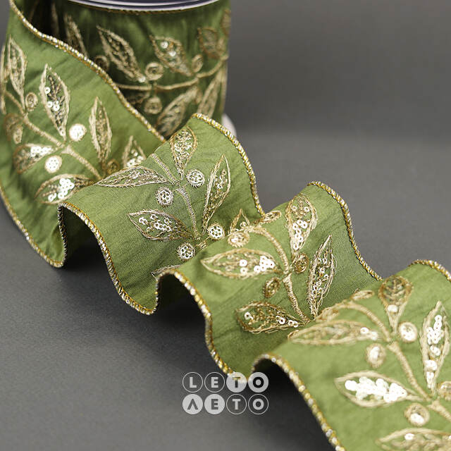 Декоративная лента Bella Olive: Fiore 500*10 см Kaemingk