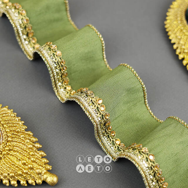 Декоративная лента Bella Olive: Diamante 1000*6 см Kaemingk