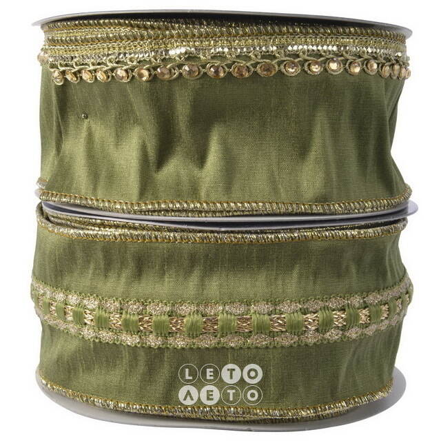 Декоративная лента Bella Olive: Classico 1000*6 см Kaemingk