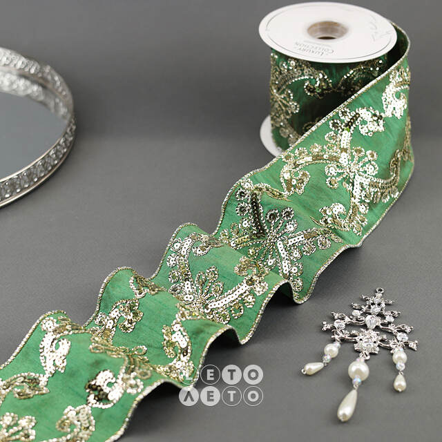 Декоративная лента Antique Green: Modello 500*10 см Kaemingk