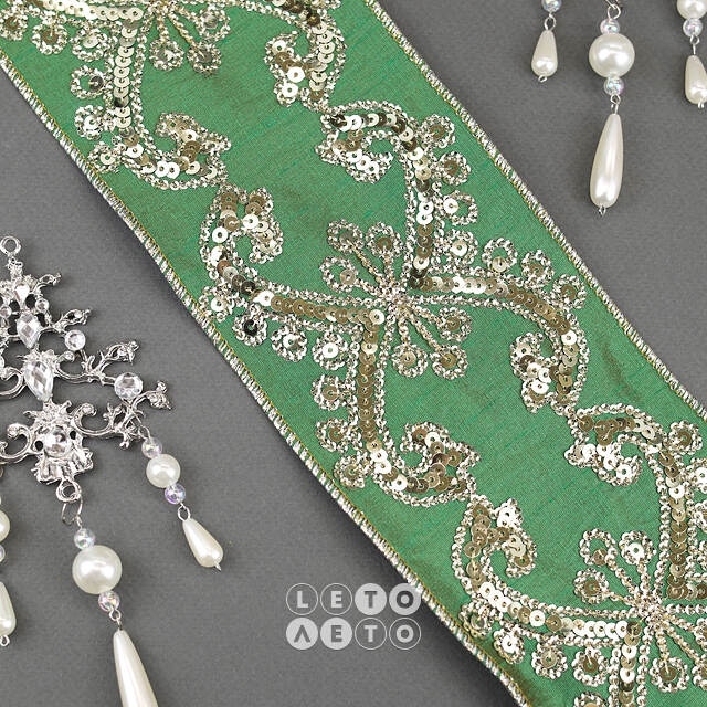 Декоративная лента Antique Green: Modello 500*10 см Kaemingk