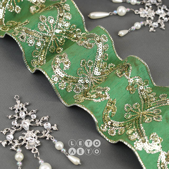 Декоративная лента Antique Green: Modello 500*10 см Kaemingk