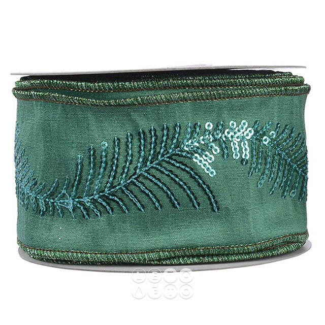 Декоративная лента Emerald Windsor: Turquoise luxury 1000*6.5 см Kaemingk
