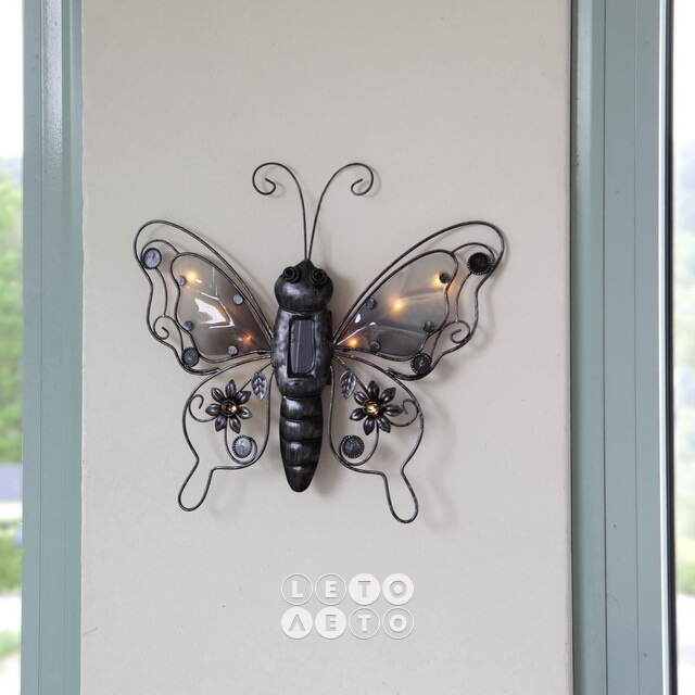 Садовый настенный светильник Solar Butterfly на солнечной батарее, 39*34 см, 8 теплых белых LED ламп, IP44 Star Trading