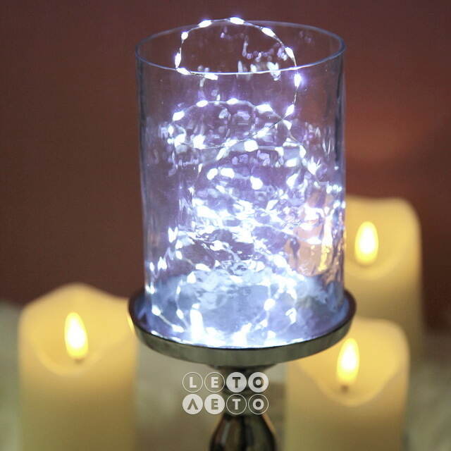 Светодиодная гирлянда на батарейках Роса Extra Lights 1.59 м, 100 холодных белых мини LED ламп, серебряная проволока, IP20 Kaemingk