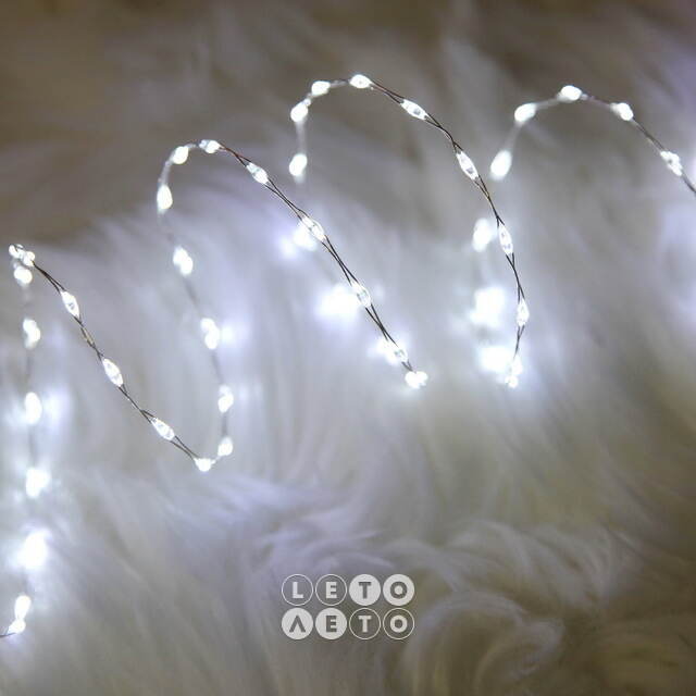 Светодиодная гирлянда на батарейках Роса Extra Lights 1.59 м, 100 холодных белых мини LED ламп, серебряная проволока, IP20 Kaemingk
