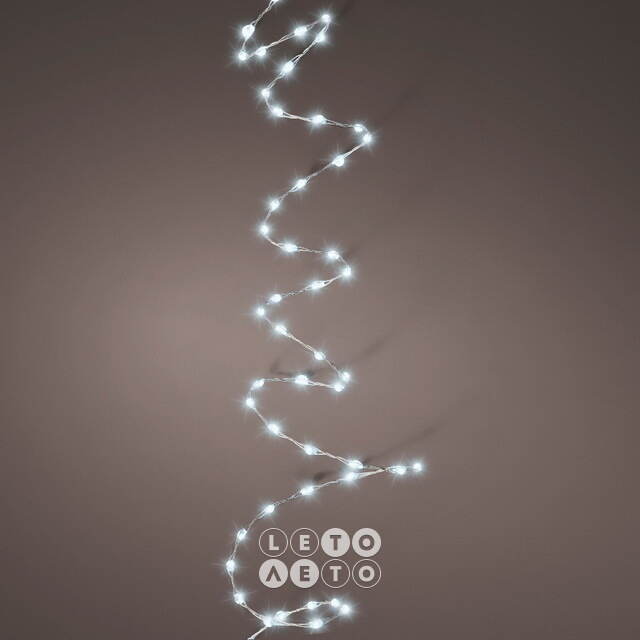 Светодиодная гирлянда на батарейках Роса Extra Lights 1.59 м, 100 холодных белых мини LED ламп, серебряная проволока, IP20 Kaemingk