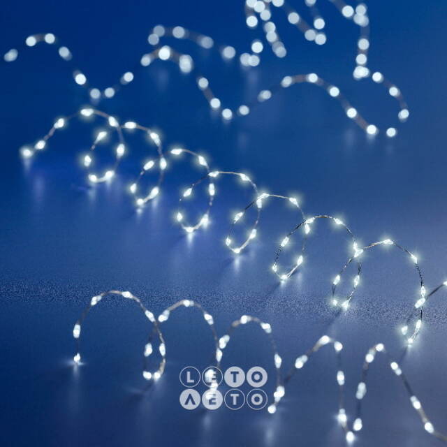 Светодиодная гирлянда на батарейках Роса Extra Lights 1.59 м, 100 холодных белых мини LED ламп, серебряная проволока, IP20 Kaemingk