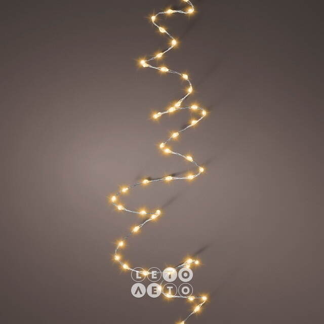 Светодиодная гирлянда на батарейках Роса Extra Lights 1.59 м, 100 экстра теплых белых мини LED ламп, серебряная проволока, IP20 Kaemingk