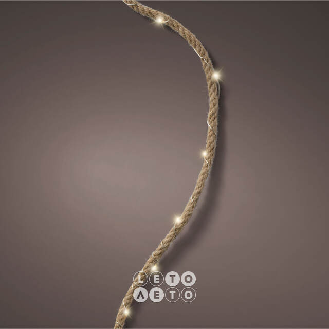 Светодиодная гирлянда на батарейках Cuerda 1.8 м, 40 теплых белых мини LED ламп, канат, IP20 Kaemingk
