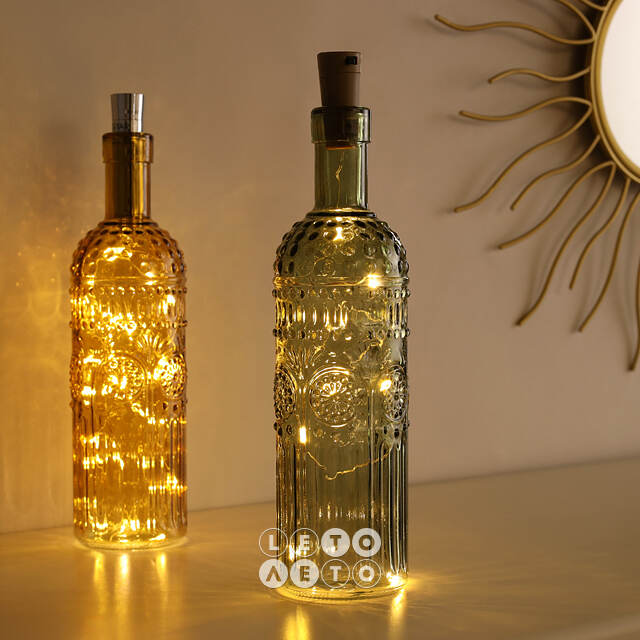 Набор гирлянд-пробок для бутылки Lights of Dreams, 8 теплых белых LED ламп, 6 шт, на батарейках, IP20 Kaemingk