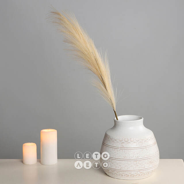 Светящаяся ветка для декора Перо Manosque - Cream 70 см, теплые белые LED, на батарейках Kaemingk