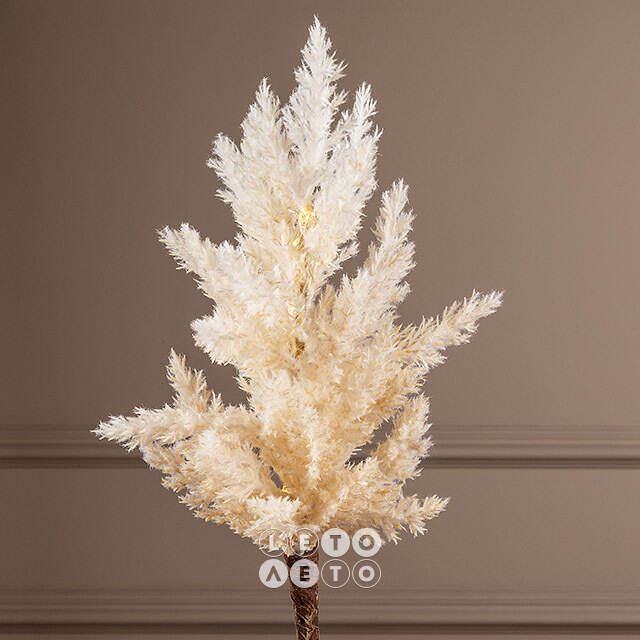 Светящаяся ветка для декора Pampas Cream 70 см, теплые белые LED, на батарейках Kaemingk