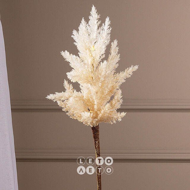 Светящаяся ветка для декора Pampas Cream 70 см, теплые белые LED, на батарейках Kaemingk