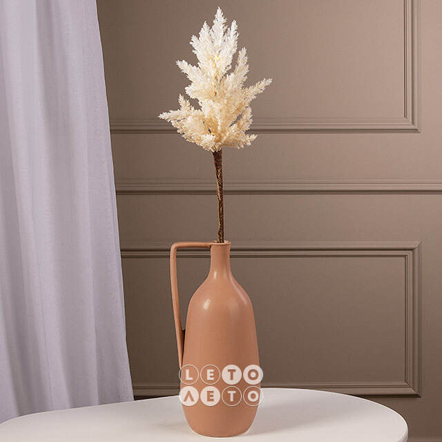 Светящаяся ветка для декора Pampas Cream 70 см, теплые белые LED, на батарейках Kaemingk