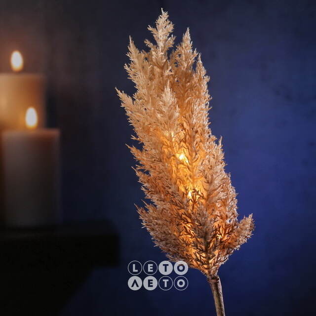 Светящаяся ветка для декора Pampas Caramel 70 см, теплые белые LED, на батарейках Kaemingk
