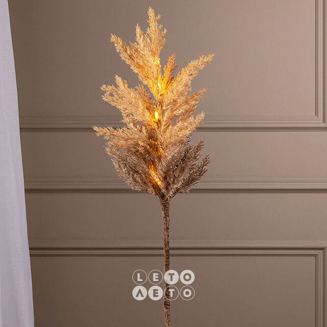 Светящаяся ветка для декора Pampas Caramel 70 см, теплые белые LED, на батарейках Kaemingk